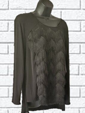 I 🩷 Ronson | Front Fringe Accented Long Sleeve Top
